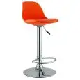 Sgabello - couleur arancione - Structure en métal chromé, seduta en polypropylène, cuscino en ecopelle - Modèle 997-k3003