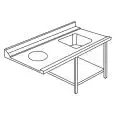 TABLE D'ENTRÉE AVEC BAC ET TROU POUR LAVE-VAISSELLE DE TYPE CAPOT - Mod ACTAVINCV - STRUCTURE EN ACIER INOXYDABLE AISI 304 - À GAUCHE/À DROITE SELON LE MODÈLE - AVEC ÉTAGÈRE INFÉRIEURE - ÉQUIPÉE D'UN BORD RELEVÉ - POUR LES LAVE-VAISSELLE MODÈLE LAPI 50 C