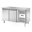 TABLE RÉFRIGÉRÉE EN ACIER INOX - VENTILÉ  - Mod. AK2104TN - GASTRONORM 1/1 (cm 53 x 32,5) - N. 2 PORTES - SERRURE - CAPACITÉ Lt 282 - TEMPÉRATURE -2°/+8°C - Dim. cm. L 136 x P 70 x h 85 - Norme CE