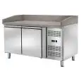 COMPTOIR RÉFRIGÉRÉ À PIZZA EN ACIER INOX - POUR BACS À PIZZA cm 60 x 40 x 7 H - VENTILÉ  - Mod. CM2602TN - N. 2 PORTES RÉFRIGÉRÉES- TEMPÉRATURE -2°/+8°C - Dim. cm. L 151 x P 80 x h 105 - Norme CE