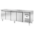 TABLE RÉFRIGÉRÉE EN ACIER INOX - VENTILÉ - Mod. AK4104TN - GASTRONORM 1/1 (cm 53 x 32,5) - N. 4 PORTES - SERRURE - CAPACITÉ Lt 553 - TEMPÉRATURE -2°/+8°C - Dim. cm. L 223 x P 70 x h 85 - Norme CE