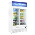 VITRINE RÉFRIGÉRÉE POUR BOISSONS - Mod. AK751RS - Capacité de 750 litres - 2 portes vitrées coulissantes - Ventilée - Température +2/+10 °C - Puissance de 400 W - Alimentation monophasée - Dimensions cm L 112 x P 61 x 196,5 H - Norme CE