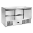 SALADETTE RÉFRIGÉRÉE EN ACIER INOX - Mod. AK943/4D - FROID STATIQUE - GASTRONORM 1/1 (53 x 32,5 cm) - 1 PORTE RÉFRIGÉRÉE - 4 TIROIRS RÉFRIGÉRÉS - TEMPÉRATURE +2º/+8ºC - Dim. L 136,5 x P 70 x h 85 cm - Norme CE