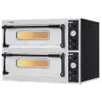 FOUR ÉLECTRIQUE MÉCANIQUE À PIZZA - Mod. BASIC 44 - 2 chambres - Sole en briques réfractaires - Dimensions chambre 66x66x14h cm - Nombre de pizzas : 4 + 4 (Ø 32 cm ) - Puissance 9,4 kW - Norme CE