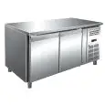 TABLE RÉFRIGÉRÉE EN ACIER INOX AISI 304 - FROID VENTILÉ - Mod. ECZ2100BT - GASTRONORM 1/1 (53 x 32,5 cm) - 2 PORTES - CAPACITÉ 314 L - TEMPÉRATURE -10°/-20°C - Dim. L 136 x P 70 x h 86 cm - Norme CE