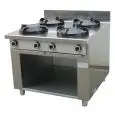CUISINIÈRE À GAZ WOK CHINOISE 4 FEUX - MOD. EE042 - Construite exclusivement sur mesure - Compartiment ouvert - Plan de travaille lisse - Puissance au gaz à choisir entre kW 9,5/14/21 - Dim. 100x100xh85 cm - Norme CE