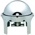 Chafing dish - Mod CD6504 - Structure en acier inoxydable poli - Couvercle roll top 180° - Brûleurs à alcool - Dimensions L 50 x P 52 x 45 h