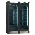 VITRINE RÉFRIGÉRÉE POUR VIN - Mod. ENY 820 N BLACK - STATIQUE  - TEMPERATURE °C +4/+18 - N. 2 PORTES EN VERRE - STRUCTURE EN BOIS FRÊNE NOIR - CAPACITÉ BRUTE Lt. 764 - CAPACITÉ NETTE Lt. 604 - PUISSANCE W 244 - ALIMENTATION 220/50Hz MONOPHASÉ - DIMENSIONS