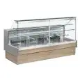 COMPTOIR ALIMENTAIRE RÉFRIGÉRÉ STATIQUE POUR PÂTISSERIE - MOD. COLORADO VR - TABLE D’AFFICHAGE AVEC COMMODE COULISSANTE - VITRE FRONTALE DROITE OUVRABLE AVEC UNE BOUSSOLE - TEMPÉRATURE +4/+6 °C - DESSUS D’AFFICHAGE : 82 cm