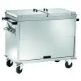 CHARIOT THERMIQUE BAIN-MARIE - MOD. TD 2 - Structure en acier inoxydable - Cuve à double paroi avec robinet - Thermostat réglable +30°/+90°C - Alimentation 230V/1/50-60Hz
