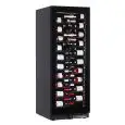 VITRINE RÉFRIGÉRÉE POUR VIN - Mod EY160I1VD NL - VENTILÉE - TEMPÉRATURE °C +2/+20 - 1 PORTE EN VERRE - STRUCTURE EN TÔLE LAQUÉE NOIRE - CAPACITÉ BRUTE DE 386 L - PUISSANCE 130 W - ALIMENTATION 220/50Hz MONOPHASÉE - DIMENSIONS cm L 59,5 x P 69 x H 160