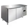 TABLE RÉFRIGÉRÉE EN ACIER INOX AISI 304 - FROID VENTILÉ - Mod CXF2100BT - GASTRONORM 1/1 (53 x 32,5 cm) - 2 PORTES - CAPACITÉ 313,5 L - TEMPÉRATURE -18°/-22°C - Dim L 136 x P 70 x h 86 cm