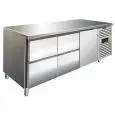 TABLE RÉFRIGÉRÉE EN ACIER INOXYDABLE AISI 304 - VENTILÉE - Mod CXF3140TN - GASTRONORM 1/1 (53 x 32,5 cm) - 1 PORTE RÉFRIGÉRÉE - 4 TIROIRS RÉFRIGÉRÉS - CAPACITÉ 358 L - TEMPÉRATURE -2°/+8°C - Dimensions cm L 179,5 x P 70 x H 86