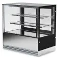 VITRINE RÉFRIGÉRÉ POUR PÂTISSERIE - Mod LUX 152 RUX - Capacité nette L 620 - Capacité brute L 700 - Puissance W 515 - Consommation d'énergie KwH/24H 7,5 - Dimensions internes cm L 144 x P 63 x H 69 - Dimensions externes cm L 150 x P 74 x H 120 - Poids kg