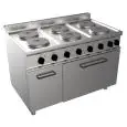 CUISINIÈRE ÉLECTRIQUE 6 FEUX - MOD. G7GWEV6FE - Four électrique statique 54,5x53xh35 cm - Compartiment neutre avce porte - Puissance kW 21,6 - Dim. 120x70xh85 cm - Norme CE