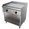 PLANCHA À GAZ - MOD. G7NUQ2DCO - 1/2  PLAQUE LISSE 1/2 PLAQUE NERVURÉE - Compartiment ouvert - n. 2 zones de cuissson - Puissance kW 12 - Dim. 80x70xh85 cm - Norme CE