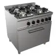 CUISINIÈRES À GAZ 4 FEUX - MOD. G7GWRG4FE4M - Four électrique statique GN 2/1 54,5x53xh35 cm - Puissance gaz kW 18 - Dim. 70x70xh85 cm - Norme CE