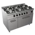 CUISINIÈRES À GAZ  6 FEUX - MOD. G7GWRG6FH3M3G - Four à gaz statique 54,5x53xh35 cm - Compartiment neutre avec porte - Puissance totale kW 43,9 - Dim. 105x70xh85 cm - Norme CE