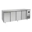 TABLE RÉFRIGÉRÉE EN ACIER INOX - FROID VENTILÉ - Mod.EPF3482GR-304T - GASTRONORM 1/1 (53 x 32,5 cm) - 4 PORTES - CAPACITÉ 560 L - TEMPÉRATURE -17°/-22°C - Dim. L 223 x P 70 x h 85 cm - Norme CE