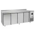 TABLE RÉFRIGÉRÉE AVEC DOSSERET EN ACIER INOX - SNACK - FROID VENTILÉ - Mod.EPF3441GR-SB-304T - 4 PORTES - CAPACITÉ 480 L - TEMPÉRATURE -2°/+8°C - Dim. L 223 x P 60 x h 95 cm - Norme CE