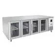 TABLE RÉFRIGÉRÉE EN ACIER INOX AISI 304 - Mod. EPF3741GR - FROID VENTILÉ - GASTRONORM 1/1 - 4 PORTES VITRÉES - TEMPÉRATURE 0°/+8°C - Dim. L 223 x P 70 x h 85 cm - Norme CE