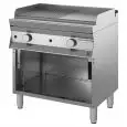 PLANCHA À GAZ 1/2 PLAQUE LISSE 1/2 PLAQUE NERVURÉE - Mod 9DGUH4MSBDS - Compartiment ouvert - N 2 zones de cuisson - Dimensions  80 x 90 x h 85/90 cm