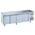 TABLE RÉFRIGÉRÉE  EN ACIER INOX AISI 201 - VENTILÉ - Mod. G-GN4100BT-FC - GASTRONORM 1/1( 53x32,5cm) - CAPACITÉ BRUTE '  553 Lt - N. 4 PORTES - Température -18º/-22ºC - Dim. 223x70x85 cm - Norme CE