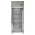 ARMOIRE RÉFRIGÉRÉE EN ACIER INOX AISI 201 - VENTILÉ - Mod. G-GN650BTG-FC - GASTRONORM 2/1 ( 65x53cm) - N. 1 PORTE EN VERRE - CAPACITÉ 700 LT - Température -18°/-22º C - Dim. 74x83x201cm - Norme CE