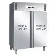 ARMOIRE RÉFRIGÉRÉE EN ACIER INOX AISI 304 - VENTILÉ - COMBINE TN+BT - Mod. G-GNV1200DT - GASTRONORM 2/1 ( 65x53cm) - N. 2 PORTES -CAPACITÉ BRUTE 507 LT+ 507 LT - Température -2°/+8°C + -18º/-22ºC Dim. 134x83x201 cm - Norme CE