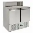 SALADETTE ET COMPTOIR RÉFRIGÉRÉ À PIZZA EN ACIER INOX AISI 201 - GASTRONORM 1/1 ( 53x32,5cm) - STATIQUE - Mod. G-PS900-FC - N. 2 portes réfrigérées - Température +2°/+8°C - Dim. 90x70x107,5 cm - Norme CE
