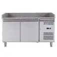 COMPTOIR RÉFRIGÉRÉ À PIZZA EN ACIER INOX AISI 201 - POUR BACS À PIZZA 60x40 cm - Ventilé - Mod. G-PZ2600TN FC - N. 2 Portes  réfrigérés - Température -2°/+8°C - Dim. 151x80xh100 cm - Norme CE