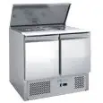 SALADETTE RÉFRIGÉRÉE EN ACIER INOX AISI 201 - GASTRONORM 1/1 ( 53x32,5cm) - STATIQUE - Mod. G-S900 FC - N. 2 portes réfrigérées - Température +2°/+8°C - Dim. 90x70x85 cm - Norme CE