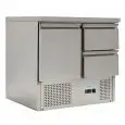 SALADETTE ET TABLE RÉFRIGÉRÉE EN ACIER INOX AISI 201 - GASTRONORM 1/1 ( 53x32,5 cm) - STATIQUE - Mod. G-S901-2D-FC - N. 1 porte réfrigéré + N. 2 Tiroirs - Température +2°/+10°C - Dim. 90x70x85 cm - Norme CE