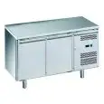 TABLE RÉFRIGÉRÉE EN ACIER INOX AISI 201 - POUR SNACK - VENTILÉ - Mod. G-SNACK2100TN-FC - CAPACITÉ BRUTE 159 Lt - N. 2 PORTES - Température -2°/+8°C - Dim. 136x60x85 cm - Norme CE