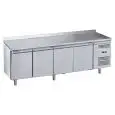 TABLE RÉFRIGÉRÉE AVEC DOSSERET EN ACIER INOX AISI 201 - POUR SNACK - VENTILÉ - Mod. G-SNACK4200TN-FC - CAPACITÉ BRUTE 342 Lt - N. 4 PORTES - Température -2°/+8°C - Dim. 223x60x95 cm - Norme CE