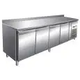 TABLE RÉFRIGÉRÉE AVEC DOSSERET EN ACIER INOX AISI 304 - POUR SNACK - VENTILÉ - Mod. G-SNACK4200TN - CAPACITÉ BRUTE 449 Lt - N. 4 PORTES - Température -2°/+8°C - Dim.  223x60x96 cm - Norme CE