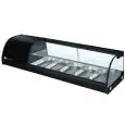 Présentoir de table réfrigéré pour sushi - Mod G-TS1500 - Statique - Température +4°/+8°C - N 5 bassins GN 1/3 h 40 mm - Dimensions cm L 150 x P 41,5 x H 33