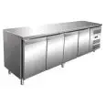 TABLE RÉFRIGÉRÉE EN ACIER INOX AISI 201 - FROID VENTILÉ - Mod GN4100TN - GASTRONORM 1/1 (53 x 32,5 cm) - 4 PORTES - CAPACITÉ 553 L - TEMPÉRATURE +2°/+8°C - Dimensions L 223 x P 70 x h 85 cm