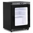 Armoire réfrigérée statique ventilée avec porte vitrée modèle GN 200 G TN BLK, température +2°C / +10°C, capacité brute 200 Lt, dimensions extérieures 600 x 625 x 850 mm.