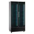ARMOIRE RÉFRIGÉRÉE EN ACIER PEINT EN NOIR - POUR BOISSONS - VENTILÉE - Mod I LOOC 80 JUMBO N - CAPACITÉ de 690 litres - 2 PORTES EN VERRE - TEMPÉRATURE 0/+10°C - DIMENSIONS cm L 94 x P 61,5 x H 202,3 - NORME CE