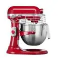 BATTEUR MÉLANGEUR PLANÉTAIRE KITCHENAID - COULEUR ROUGE - Mod K7PROR - Structure en métal - N° 1 cuve de 6,9 L - Tours par minute de 40 à 200 - Puissance 325 W - Alimentation monophasée 220-240V - Dimensions cm L 37,1 x P 28,7 x H 41,9 - Grille de protect