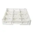 PANIER CLASSIQUE ÉQUIPÉ DE 9 COMPARTIMENTS CARRÉS POUR VERRES- MOD. KIT1/3X3 - DIM. PANIER 50 x  50  cm - MESURES COMPARTIMENTS INTÉRIEURES 14,6 x  14,6 cm - HAUTEUR VERRE 0 À 6,5  cm- NORME CE