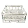 PANIER CLASSIQUE ÉQUIPÉ DE 9 COMPARTIMENTS CARRÉS POUR VERRES- MOD. KIT3/3X3 - DIM. PANIER 50 x  50  cm - MESURES COMPARTIMENTS INTÉRIEURES 14,6 x  14,6 cm -  HAUTEUR VERRE 12 À 24 cm  - NORME CE