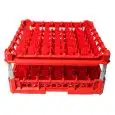 PANIER CLASSIQUE ÉQUIPÉ DE 49 COMPARTIMENTS CARRÉS POUR VERRES- MOD. KIT3/7X7 - DIM. PANIER 50 x  50  cm - MESURES COMPARTIMENTS INTÉRIEURES 6,3 x  6,3 cm - HAUTEUR VERRE 12 À 24 cm  - NORME CE