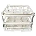 PANIER CLASSIQUE ÉQUIPÉ DE 9 COMPARTIMENTS CARRÉS POUR VERRES- MOD. KIT4/3X3 - DIM. PANIER 50 x  50  cm - MESURES COMPARTIMENTS INTÉRIEURES 14,6 x  14,6 cm -  HAUTEUR VERRE 24 À 34 cm  - NORME CE