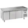 Table réfrigérée en acier inox AISI 201 - Mod M-GN3100TN-FC - Gastronorm 1/1 (53 x 32,5 cm) - Ventilé - Capacité brute 417 Lt - N 3 portes - Température +2°/+8°C - Dimensions cm L 179,5 x P 70 x 85 H