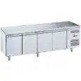 Table réfrigérée en acier inox AISI 201 - Mod M-GN4100TN-FC - Gastronorm 1/1 (53 x 32,5 cm) - Ventilé - Capacité brute 553 Lt - N 4 portes - Température +2°/+8°C - Dimensions cm L 223 x P 70 x 85 H