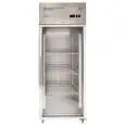 Armoire réfrigérée congélateur en acier inox AISI 201 - Mod M-GN650BTG-FC - Gastronorm 2/1 (65 x 53 cm) - Ventilée - 1 porte en verre - Capacité de 650 litres - Température -18°/-22°C - Dimensions cm L 74 x P 83 x 201 H