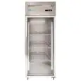 Armoire réfrigérée en acier inox AISI 201 - Mod M-GN650TNG-FC - Gastronorm 2/1 (65 x 53 cm) - Ventilée - 1 porte en verre - Capacité de 650 litres - Température 0°/+8°C - Dimensions cm L 74 x P 83 x 201 H