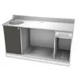 ARRIÈRE COMPTOIR DE BAR NEUTRE POUR MACHINE À CAFÉ - MOD. BMCILL175H95 - STRUCTURE EN ACIER INOXYDABLE - N. 1 ÉVIER - DIM. Cm L 175 x P 67 x h 95